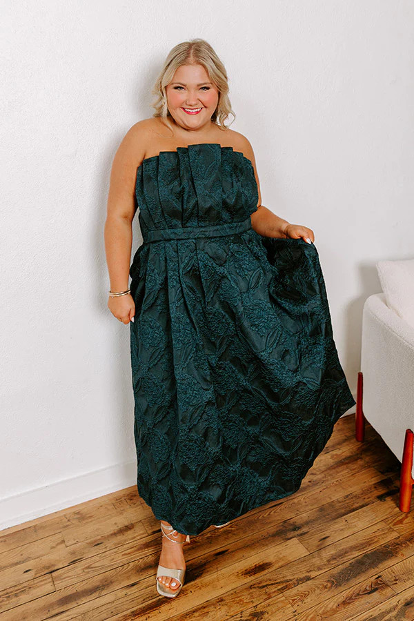 Night At The Gala Jacquard Midi in Dark Hunter Green Curves | Impressions Online Boutique