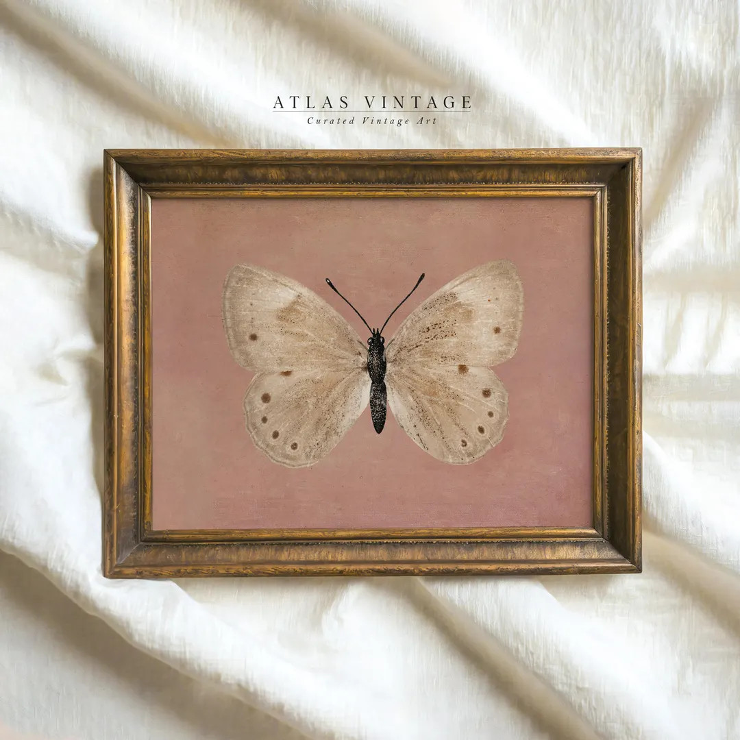 Vintage Butterfly Print, Neutral Farmhouse Wall Art (Digital Prints) | Etsy (Global)
