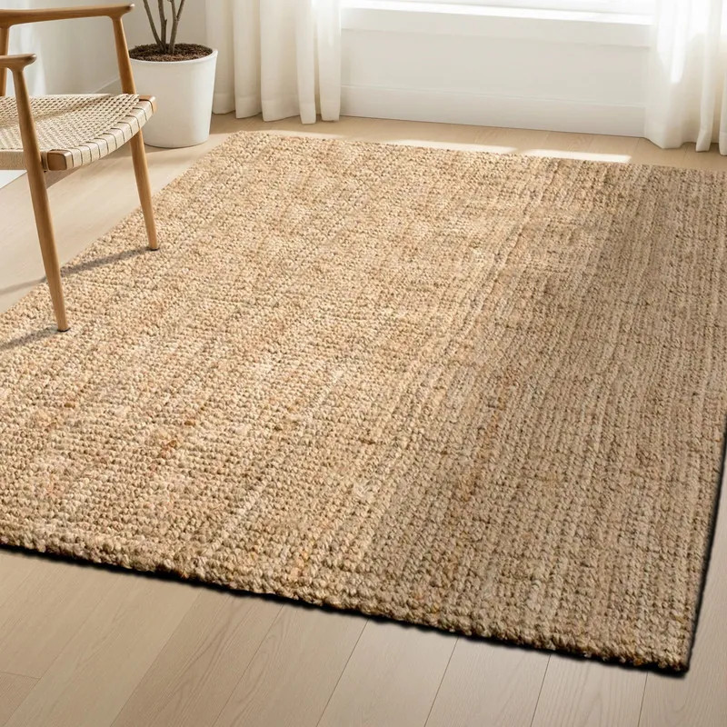 Delara Premium Handwoven Natural Fiber Area Rug Boucle 100% Jute excellent choice in high-traffic... | Overstock