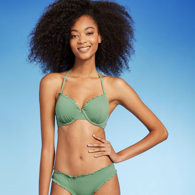 Women's Lightly Lined Ruffle Bikini Top - Shade & Shore™ | Target