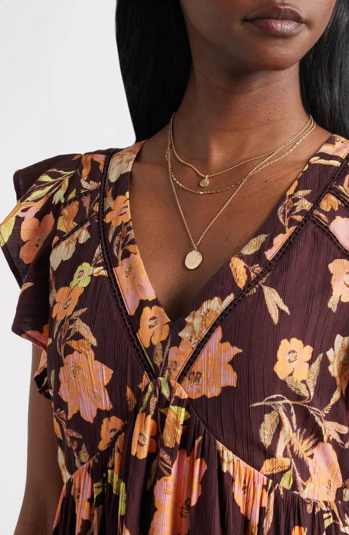 Treasure & Bond Crinkle Finish Flutter Sleeve Maxi Dress | Nordstrom | Nordstrom