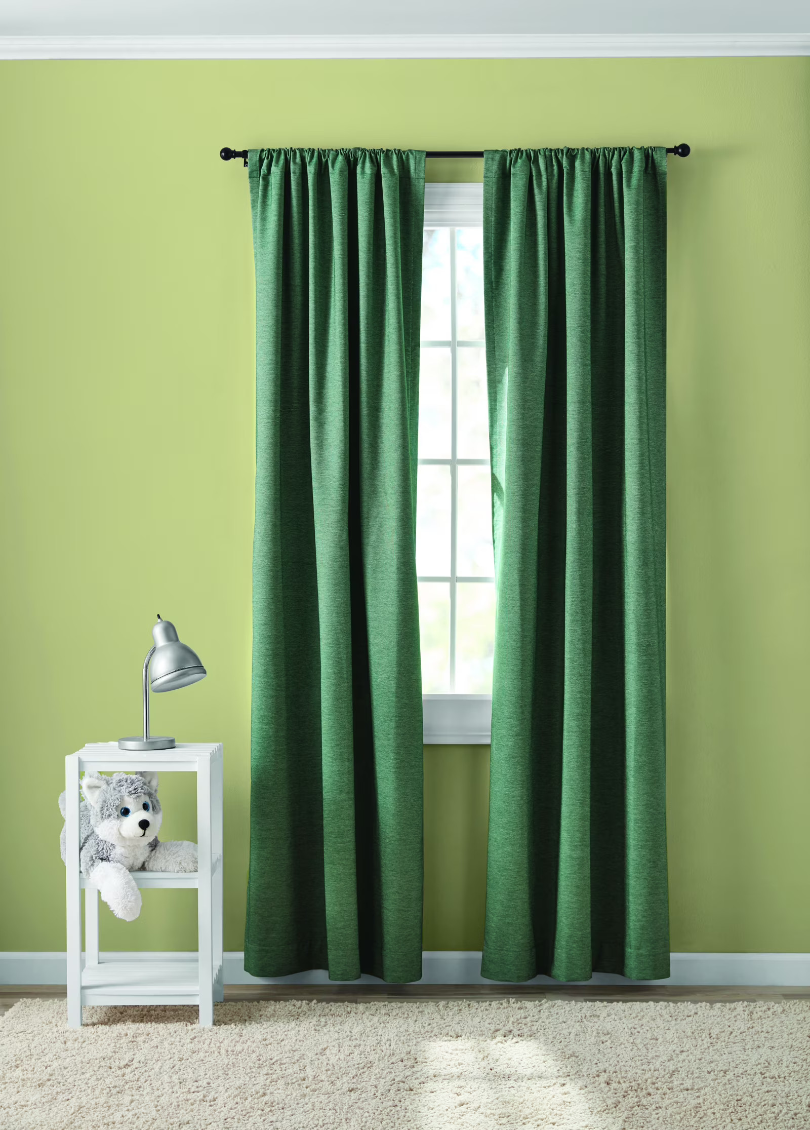 Your Zone Chambray Blackout Window Curtain Panel Pair, Set of 2, Green, 38 x 84 | Walmart (US)