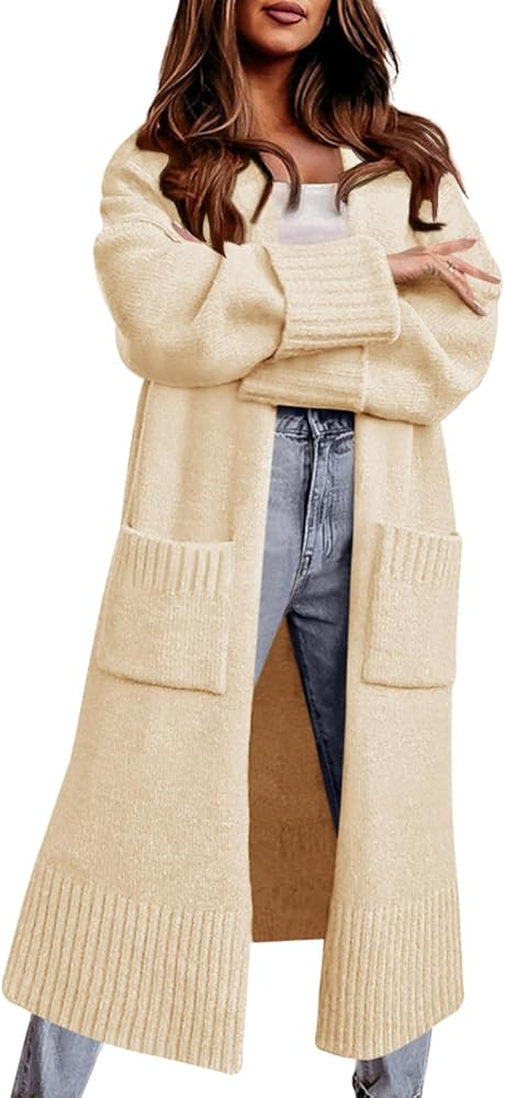 Danedvi Long Cardigan Sweaters for Women 2023 Fall Open Front Knit Oversized Cardigans Duster Coa... | Amazon (US)