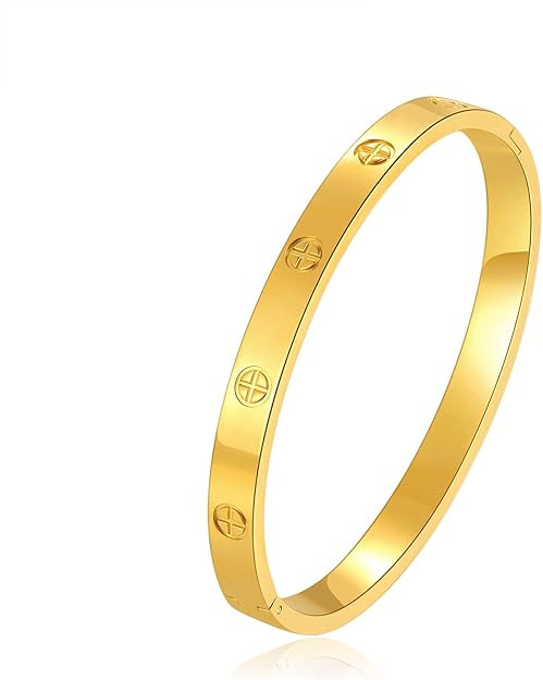 Love Bracelet Cuff 18k Gold Plated Stainless Steel Love Bracelet For Women Novelty And Mother Dau... | Amazon (US)