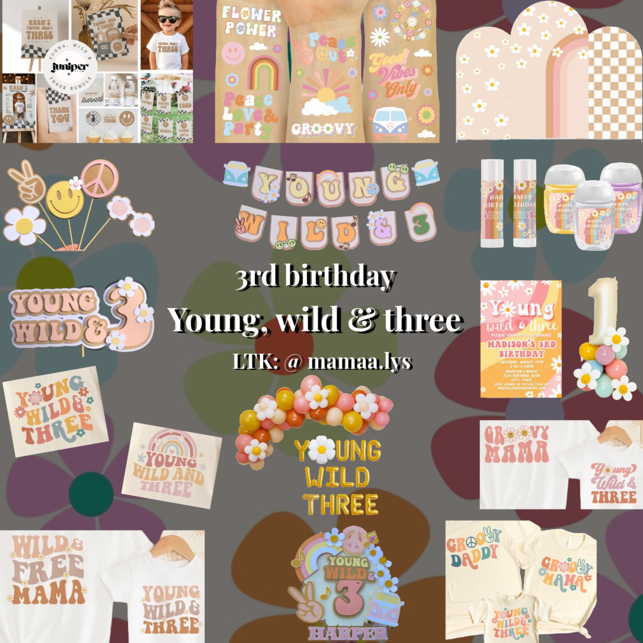 Young wild and three | groovy birthday | 3rd birthday | third birthday | birthday | birthday theme | birthday party | party | toddler | kids | family 