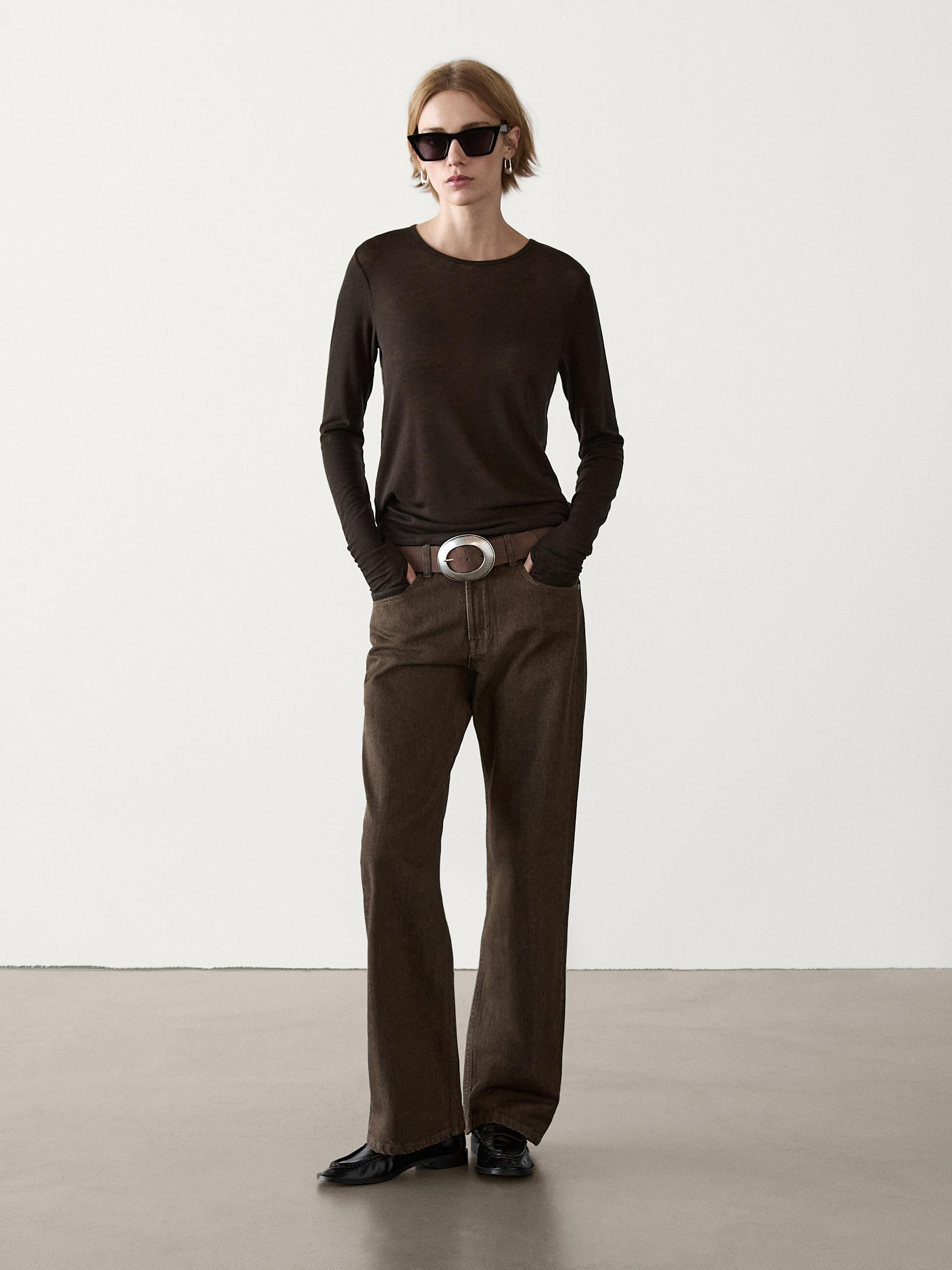 Tejido 100% Algodón. Straight. Trousers made of 100% cotton fabric. Waistband with belt loops . ... | Massimo Dutti US