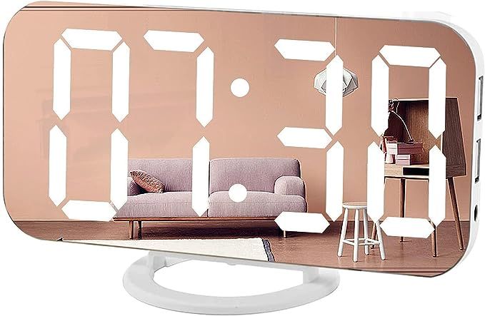Digital Alarm Clock with USB Charger Ports, Modern Alarm Clocks for Bedrooms, 6.5" LED Mirror Ala... | Amazon (US)