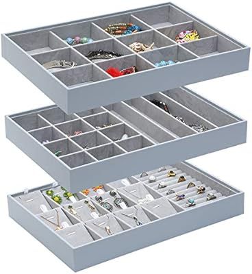 Stackable Jewelry Organizer Trays Accessories Storage Box for Drawer Dresser Wardrobe, Gadgets Di... | Amazon (US)