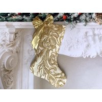 Gold Luxury Christmas Stockings, Unique Handmade Stockings, Beaded Heirloom Quality For An Elegant Decor, One Of A Kind | Etsy (US)