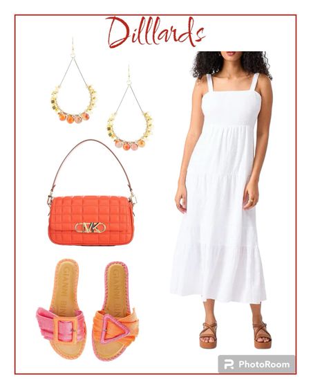 Dillards white spring dress and orange bag and sandals. 

#dillards
#springdress
#dress

#LTKstyletip #LTKshoecrush #LTKitbag