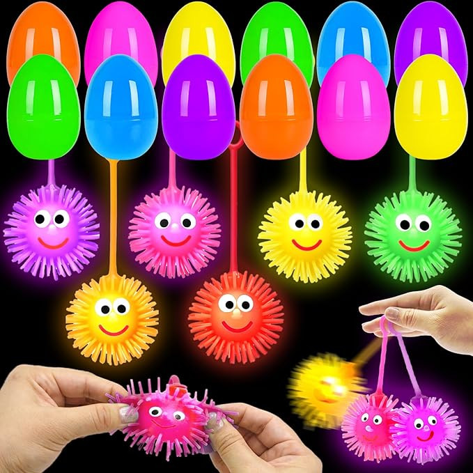 24PCS Easter Eggs Filled with LED Puffer Balls, LED Light-Up Squeeze Stress Relief Toys for Kids,... | Amazon (US)