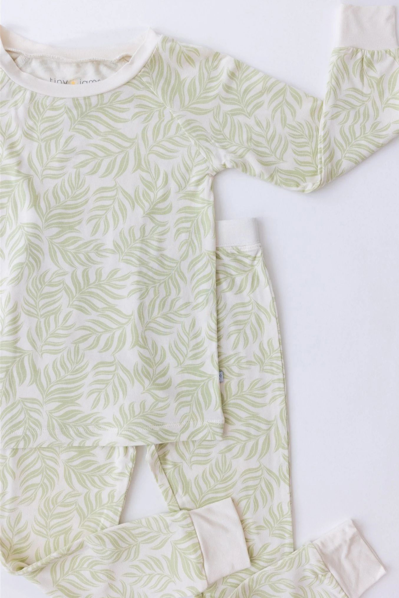 Green Pastel Palms Two-Piece Set | Tiny Jams