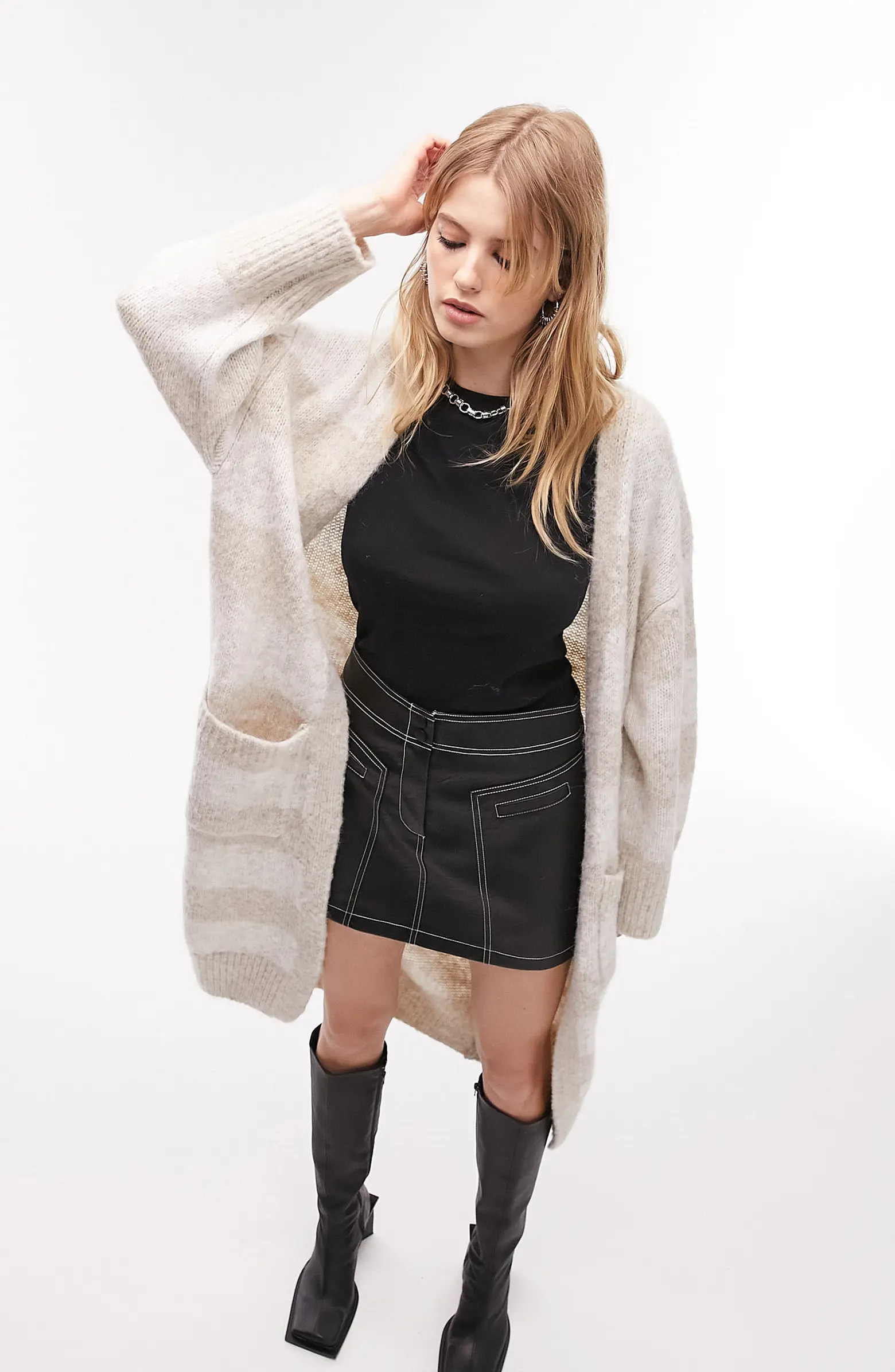 Topshop Women's Block Stripe Longline Cardigan | Nordstrom | Nordstrom