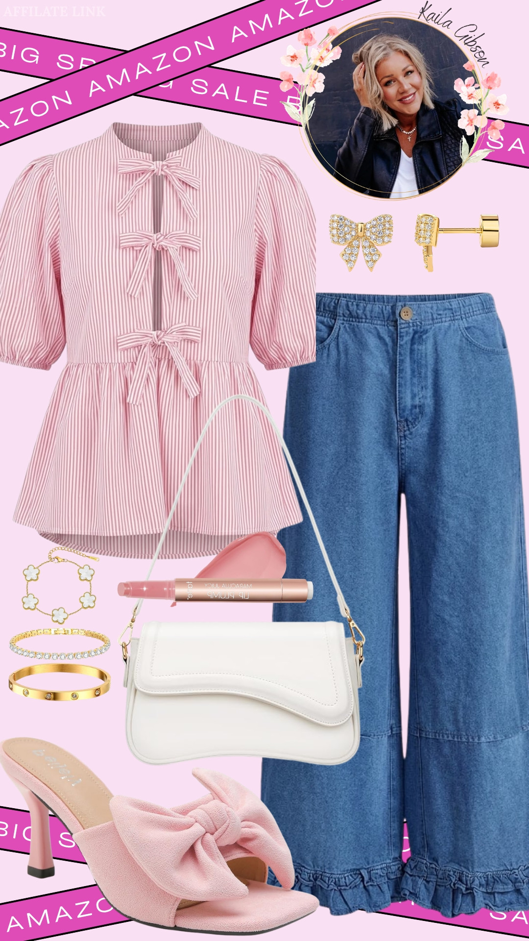 Bows on bows! 🎀 This pink striped peplum top is the perfect mix of sweet and sophisticated. Pairing it with these ruffle-hem jeans for a little extra personality. Everything is linked in my storefront! #AmazonFashion #SpringStyle #Coquette 

 #LTKgrwm #LTKootd #LTKmomlife