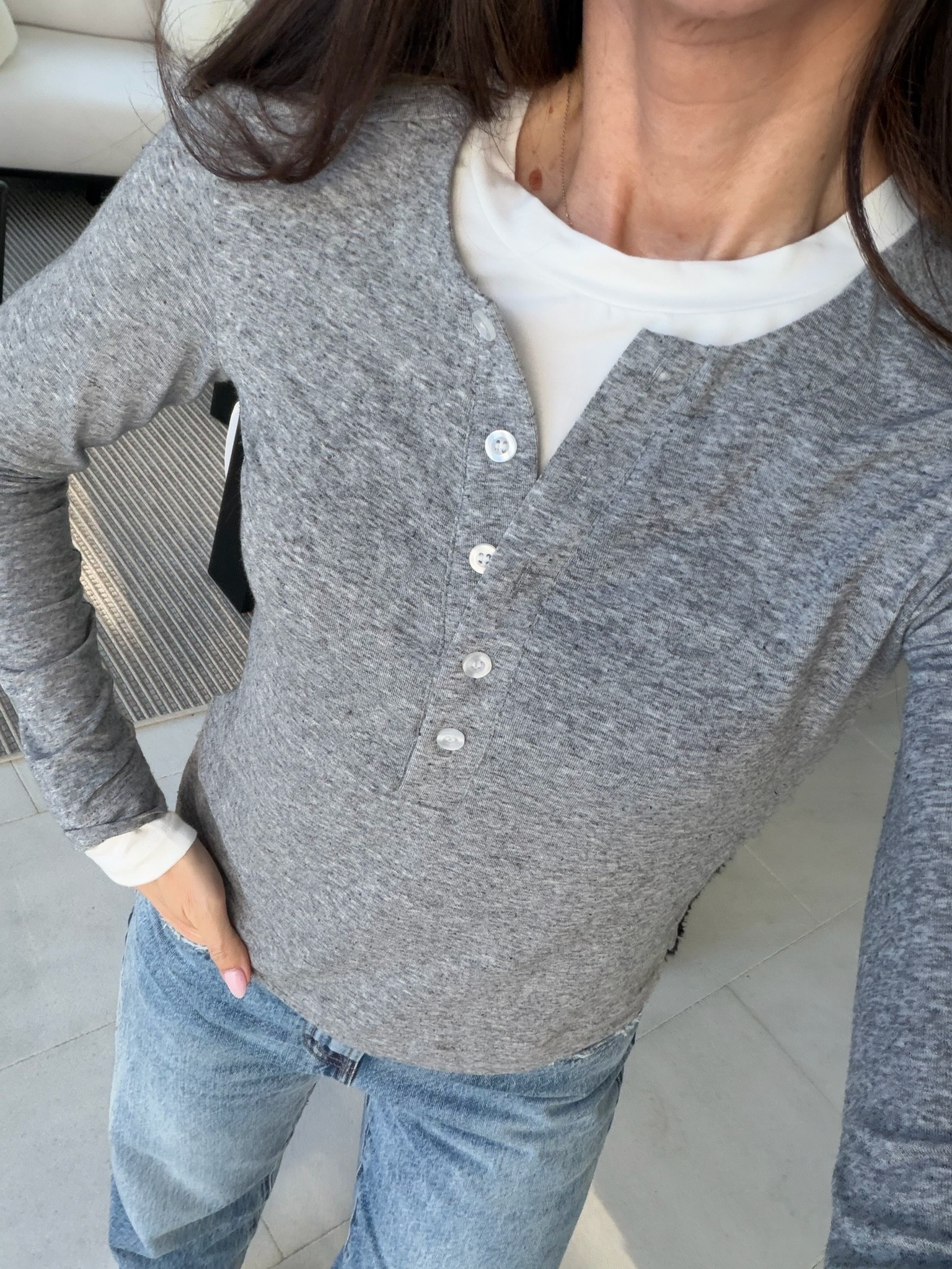 Cute top of evereve, effortless outfit, everyday outfit, easy mom outfit, long sleeve Henley top, Annabrstyle

#LTKOver40 #LTKootd #LTKSeasonal