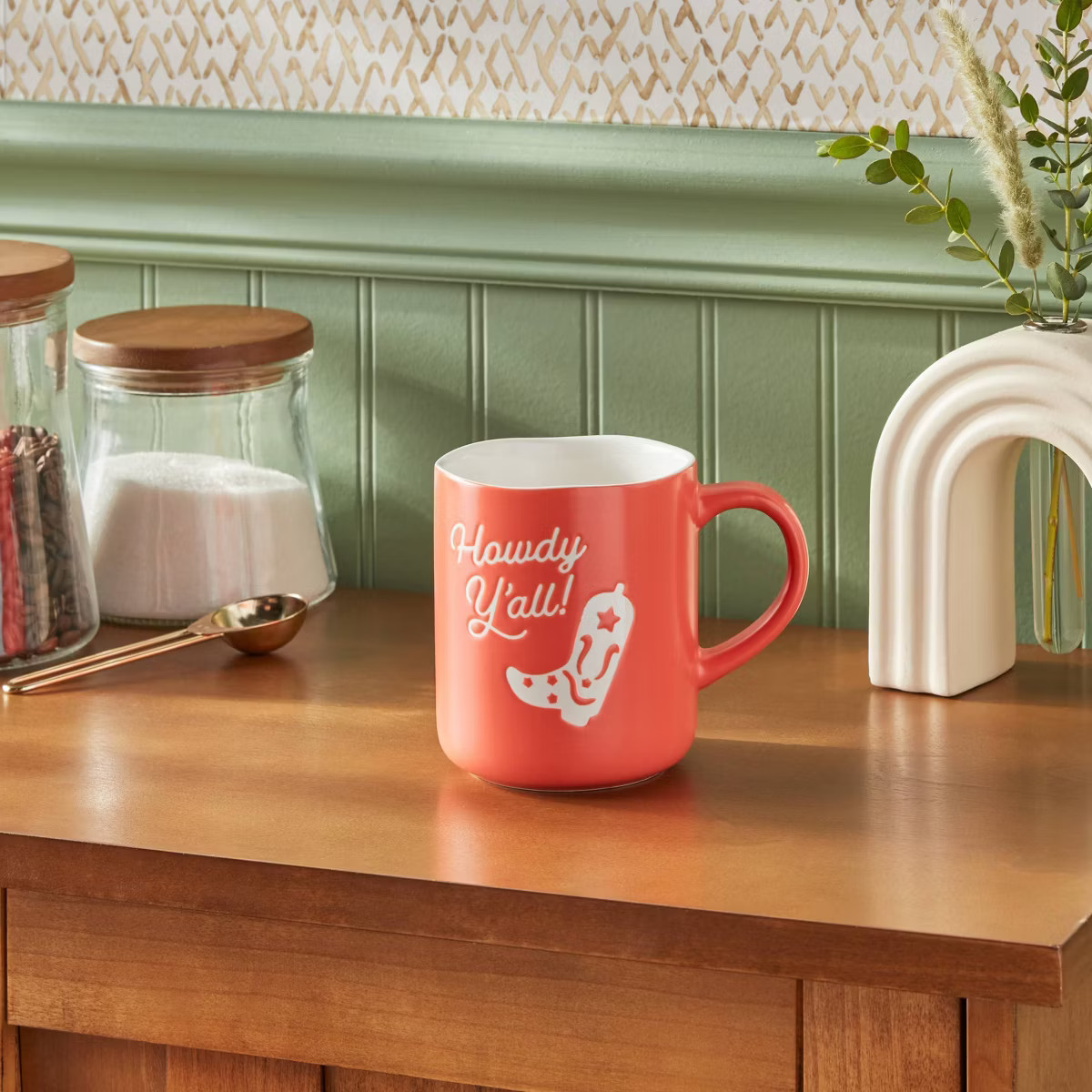 16oz Stoneware 'Howdy Y'all!' Mug Red - Opalhouse™: Coffee Mugs, Microwave & Dishwasher Safe, H... | Target