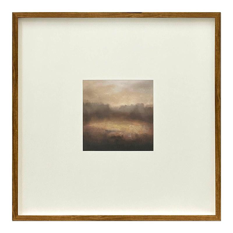 Glass Framed Foggy Mountains Abstract Matted Wall Art, 30", Brown, Wood, sold by At Home | At Home