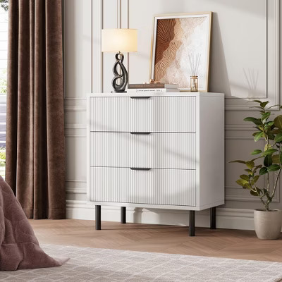 Fluted 3 Drawers Dresser, Modern Chest of Drawers with Metal Legs | Target