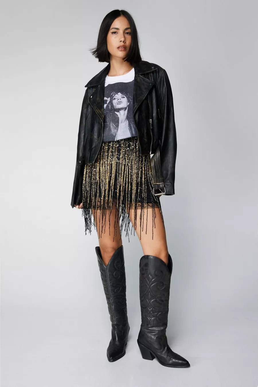 Icon Embellished Metallic Fringed Mini Skirt | Nasty Gal (US)