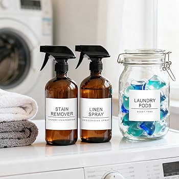 Laundry Room Labels Waterproof 36 Minimalist Home Organization Labels for Bottles Jars Detergent ... | Amazon (US)