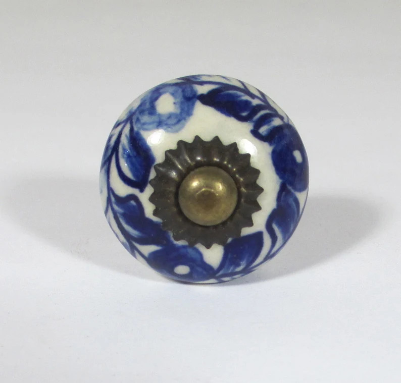 Ceramic White & Blue Delft Inspired Classic Knob | Etsy (US)