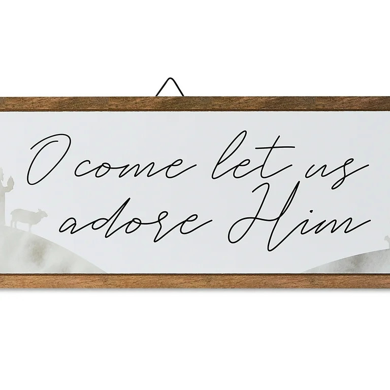 White O Come Let Us Adore Him Nativity Sign, 7.25 in x 24 in, by Holiday Time | Walmart (US)