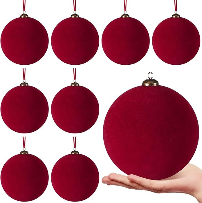 8 Pcs Large Velvet Christmas Balls 6 Inch Christmas Tree Decorations Xmas Ornaments Balls for Fam... | Amazon (US)