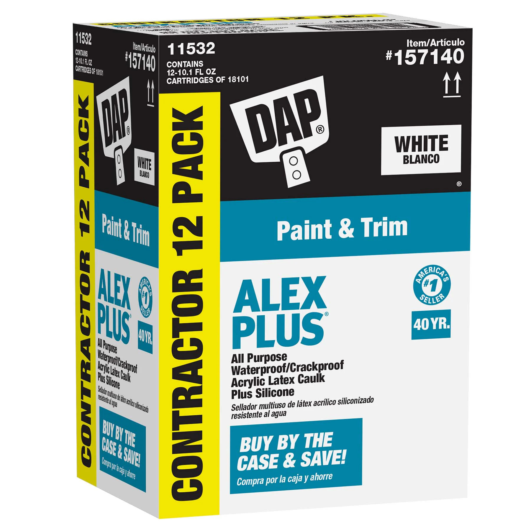 DAP ALEX Plus 12 -Pack 10.1-oz Paint and Trim White Paintable Latex Caulk one_size | 11532 | Lowe's