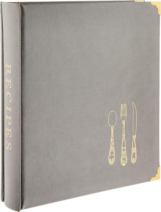 C.R. Gibson Gray Leatherette Lined Recipe Notebook, 11'' x 12'' | Amazon (US)