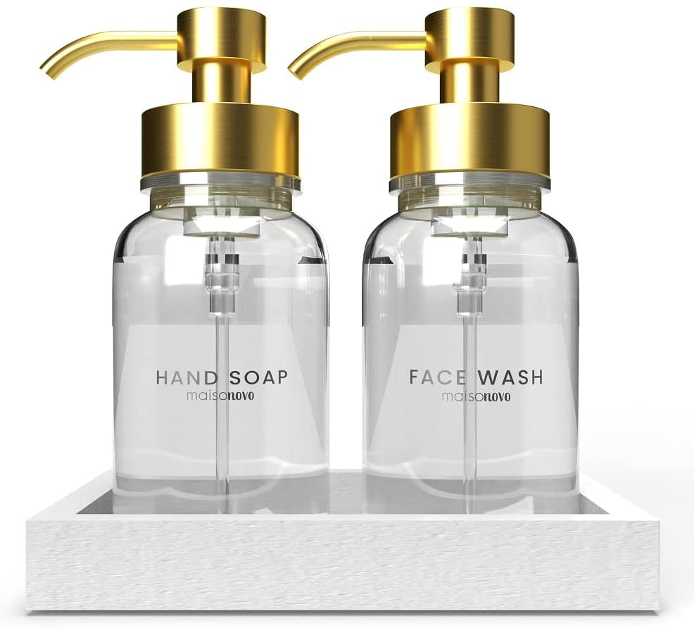 MaisoNovo Foaming Soap Dispenser with Concrete Tray & Waterproof Hand Soap & Face Wash Labels | F... | Amazon (US)