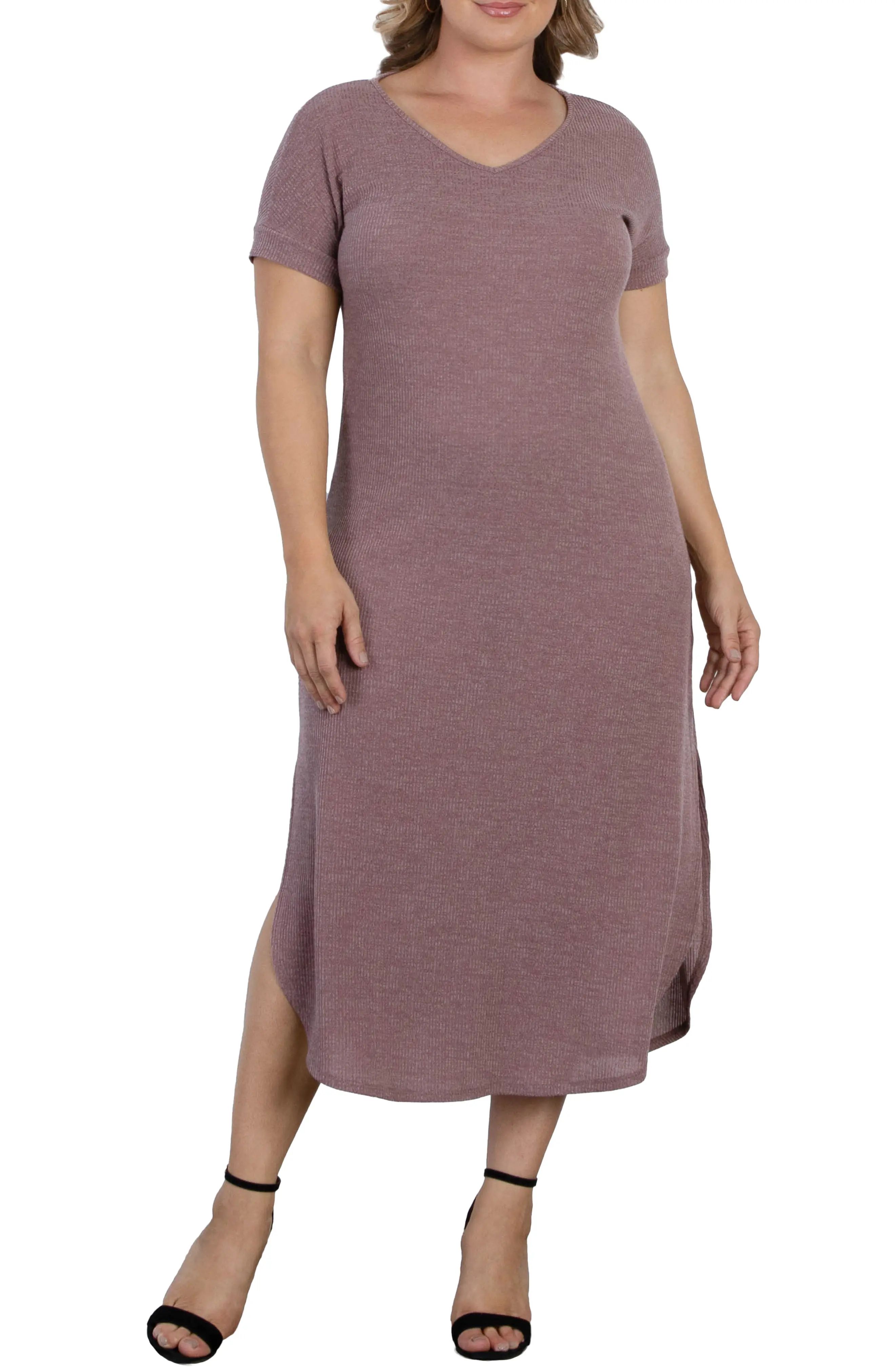 Kiyonna Jetsetter Side Slit Maxi Dress, Size 0X in Mauve at Nordstrom | Nordstrom