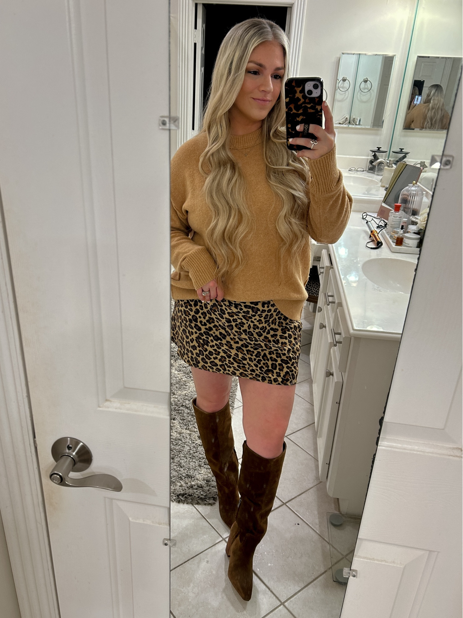 Sweater is Aerie from last year so I linked similar.
Skort size medium. Runs a little big! If in between, you could go down. 
Boots half off! I got my true size 7 in the wide calf option! Color Reishi suede

#LTKSaleAlert #LTKOver40 #LTKCyberWeek