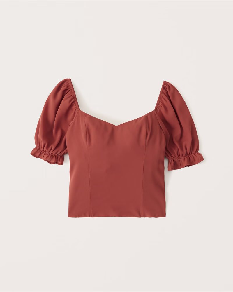 Women's Puff Sleeve Sweetheart Top | Women's Tops | Abercrombie.com | Abercrombie & Fitch (US)