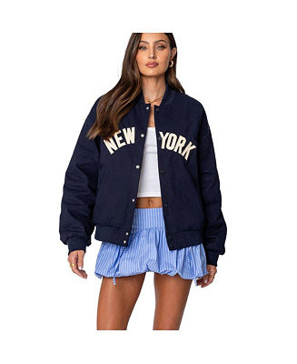Edikted Womens Big Apple Oversized Bomber Jacket - Macy's | Macy's