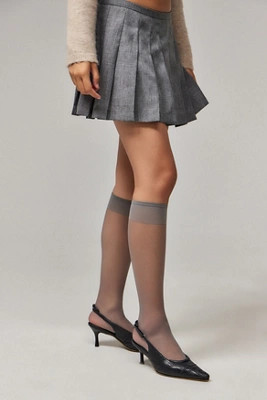 Classic Sheer Knee High Sock - Grey at Urban Outfitters | Urban Outfitters UK