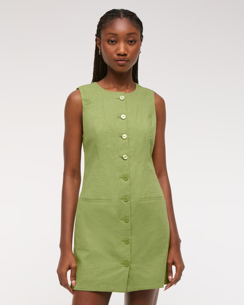 Women's The A&F Mara Linen-Blend Mini Dress | Women's New Arrivals | Abercrombie.com | Abercrombie & Fitch (US)