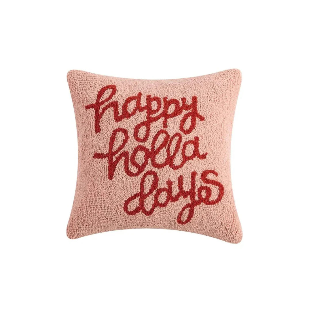 Happy Holladays Pillow | Pink Antlers
