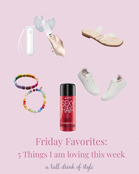 Friday Favorites. 5 things I am loving this week.

Handheld fan from Amazon, clear slides from Target, colorful bracelets from Anthropologie, hair texturizing powder, and my new Vivaia sneakers

#LTKshoecrush #LTKbeauty #LTKFind