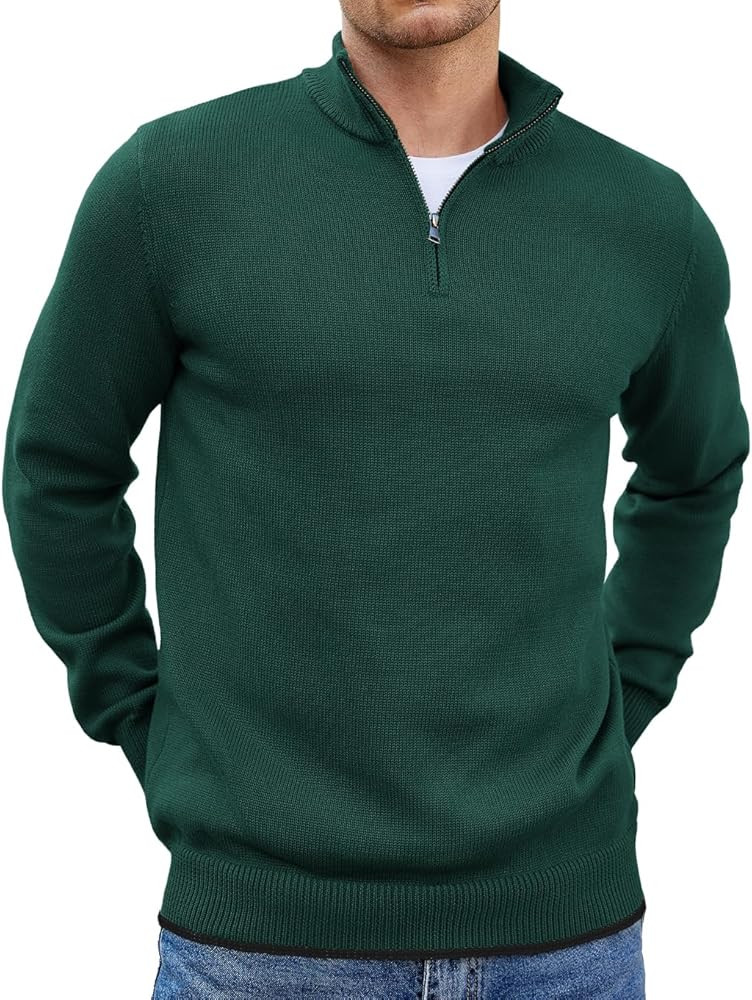 COOFANDY Men's Quarter Zip Up Pullover Slim Fit Lightweight Mock Neck Long Sleeve Sweaters | Amazon (US)