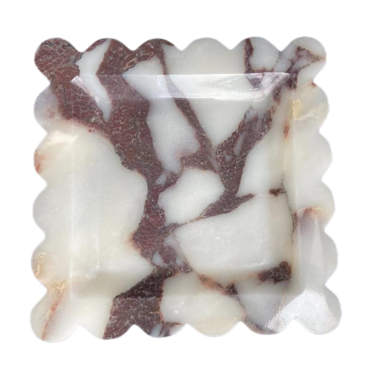 Vintage Natural Marble Tray Small Ornaments Scalloped Tray Handmade Storage Dish for Counter, Van... | Amazon (US)