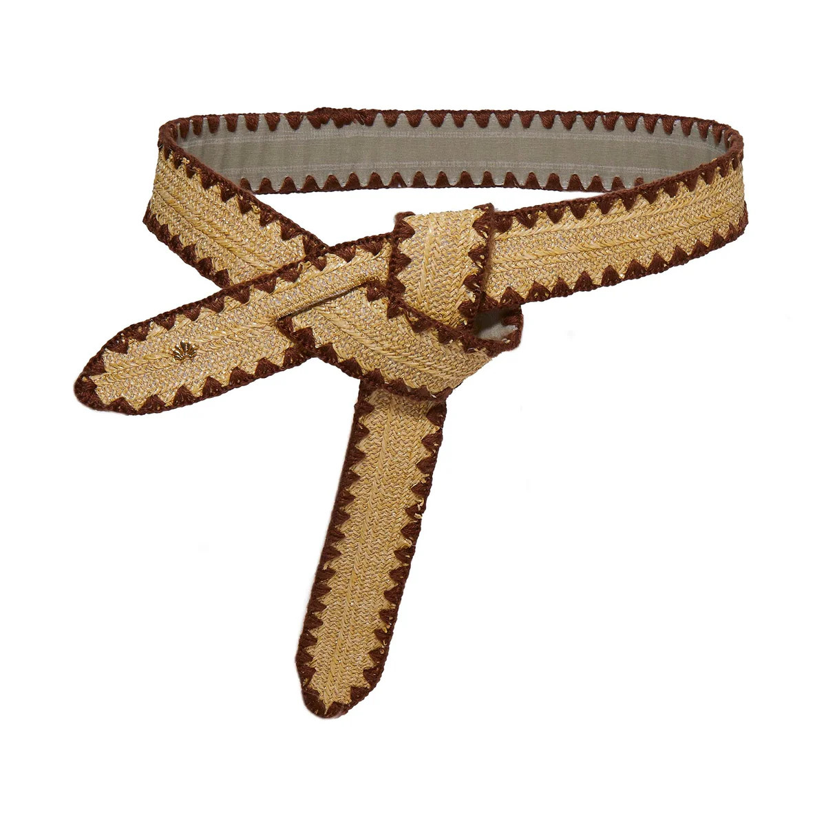 CHOCOLATE ADJUSTABLE RAFFIA KNOT BELT | LELE SADOUGHI