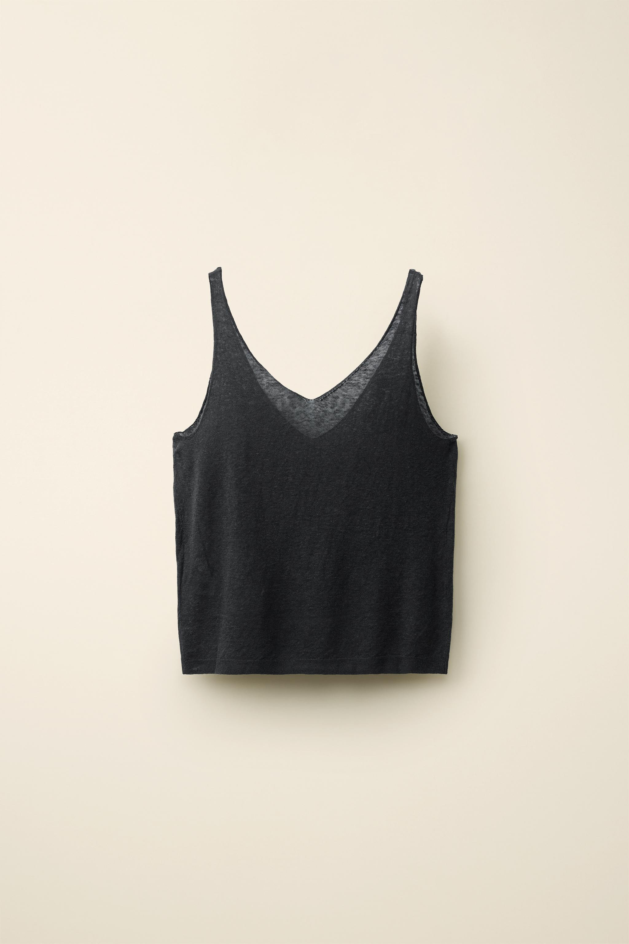 LINEN TOP WITH CONTRAST PIPING | Zara US