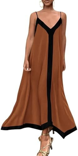 PRETTYGARDEN Womens Maxi Dress 2026 Summer Sundress V Neck Spaghetti Strap Flowy Elegant Party Dr... | Amazon (US)