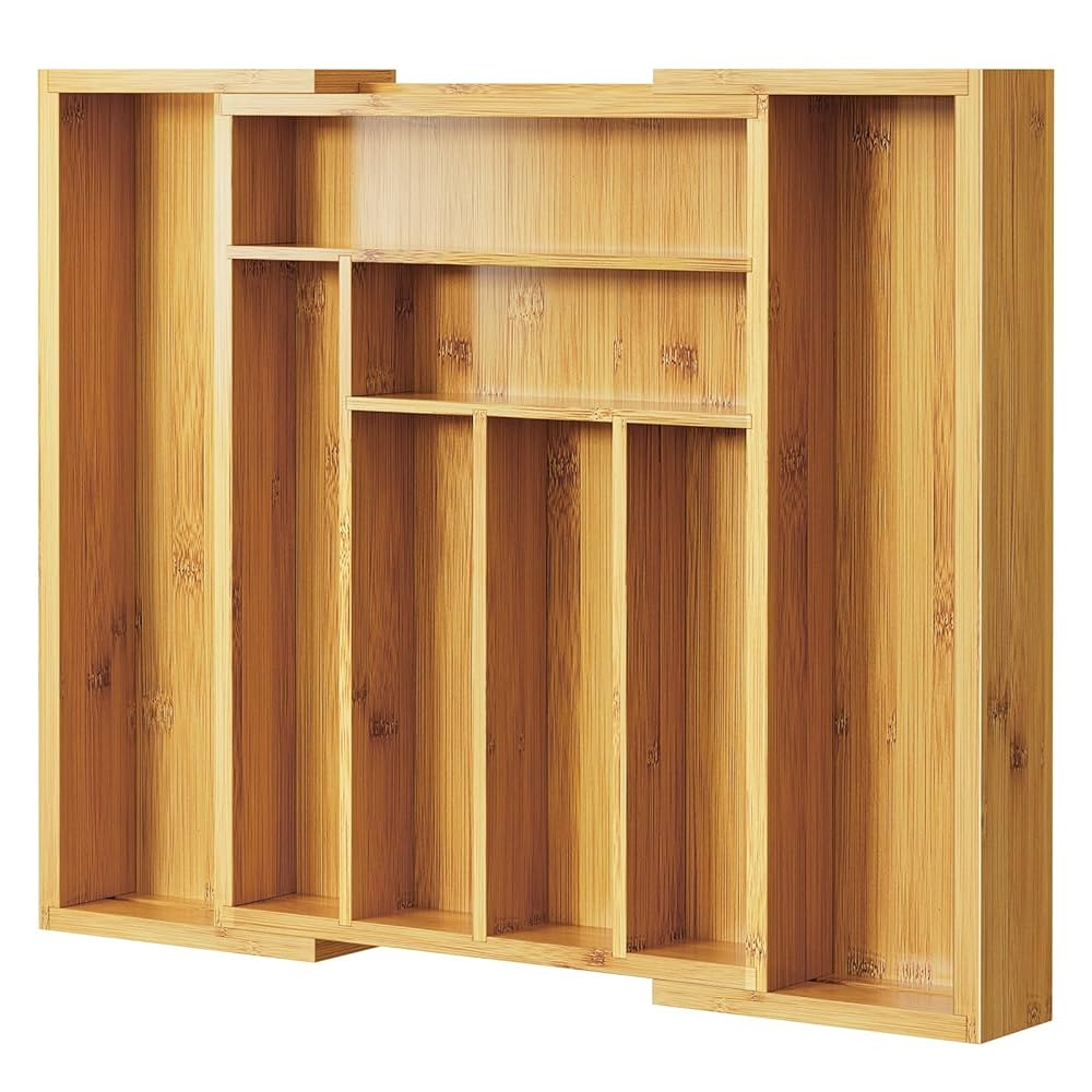 Pipishell Bamboo Silverware Organizer, Expandable Cutlery Tray, Utensil Drawer Organizer in Kitch... | Amazon (US)