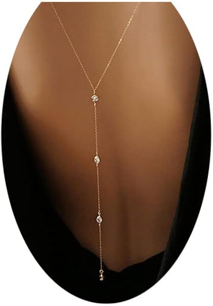 Wedding Bridal Backdrop Necklace Crystal Back Necklace Gold Jewelry for Women | Amazon (US)