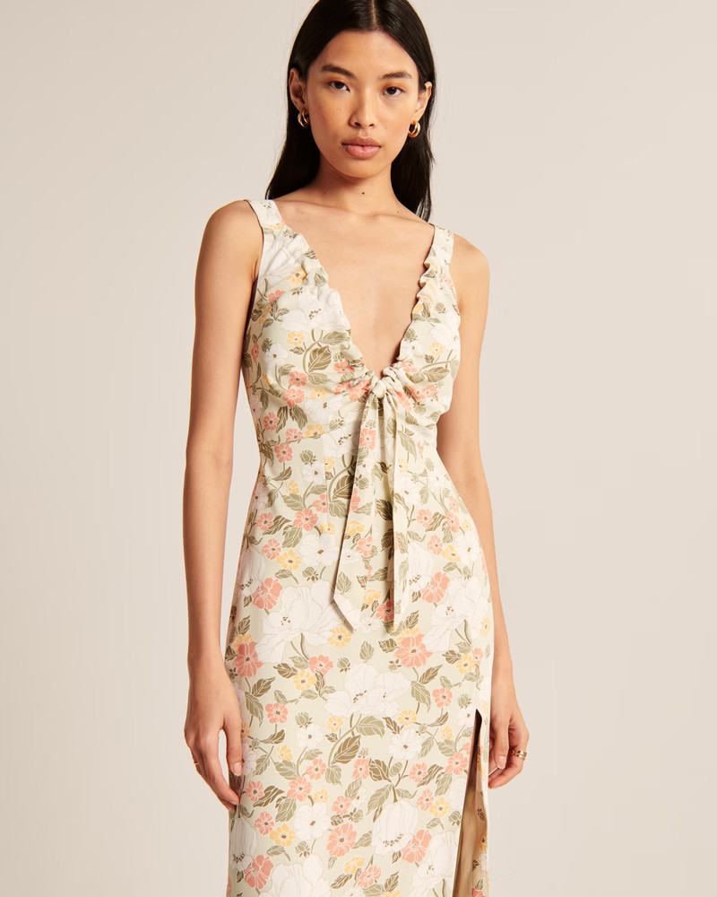 Women's Cinched Neck Slip Midi Dress | Women's Dresses & Jumpsuits | Abercrombie.com | Abercrombie & Fitch (US)