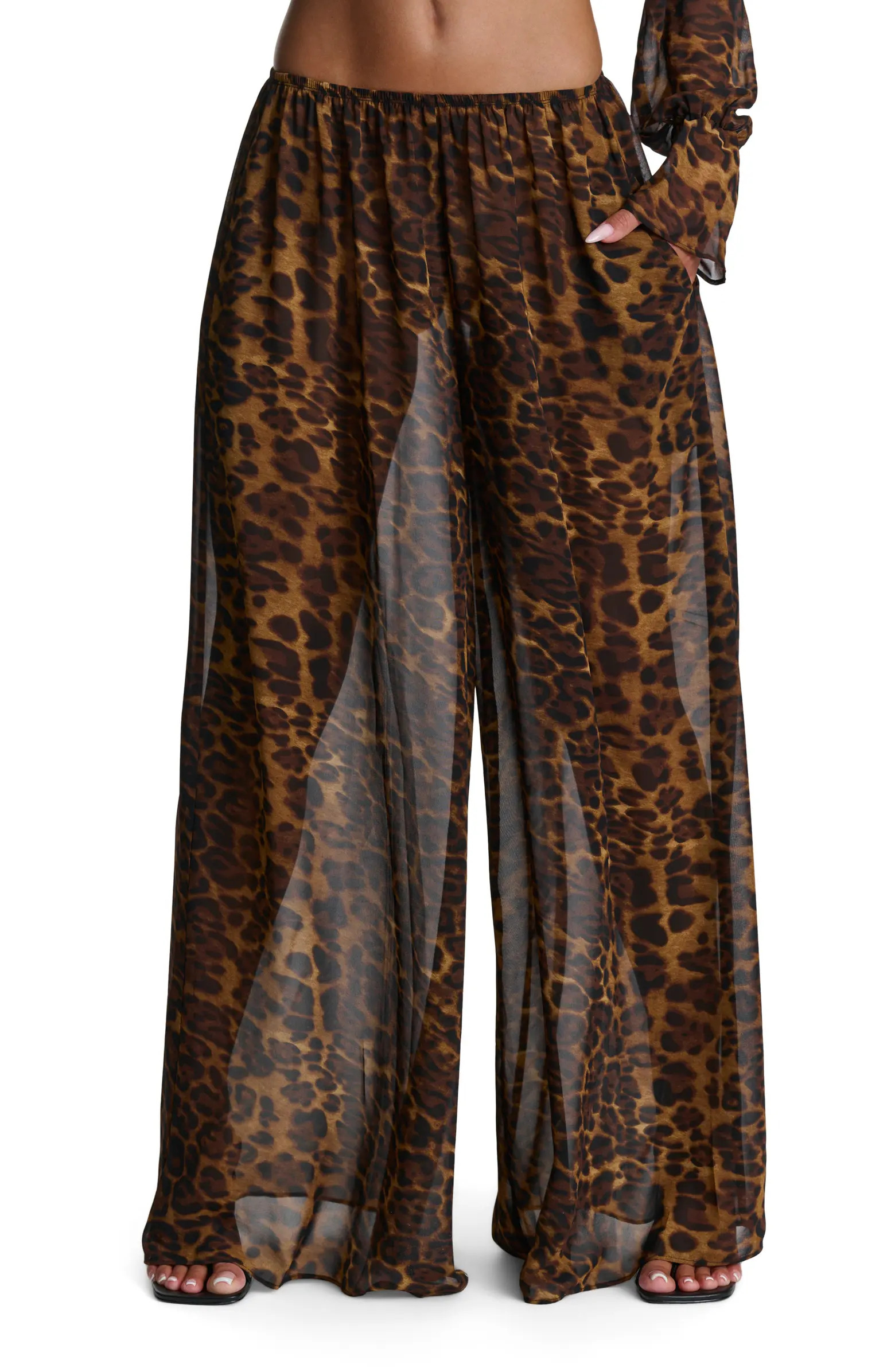 Pleated Chiffon Wide Leg Pants | Nordstrom