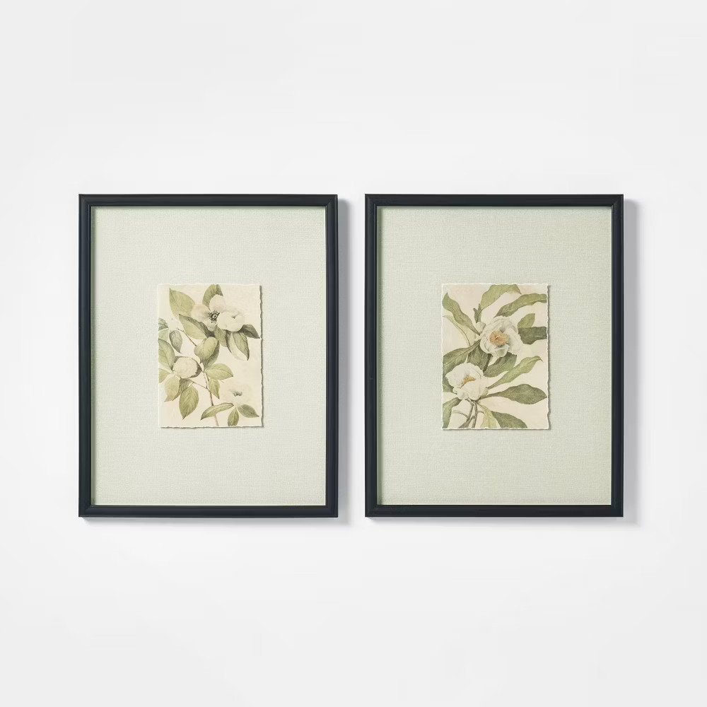 16"x20" Set of 2 Floral Framed Wall Art - Threshold designed with | eBay US