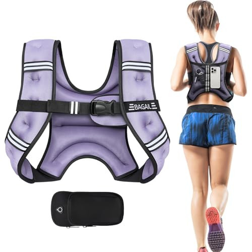 BAGAIL Weighted Vest, 5lb/8lb/10lb/12lb/15lb/20lb/25lb/30lb Weight Vest for Walking & Weight Loss, Reflective Rucking Vest with Phone Pouch for Women & Men, Home Gym & Outdoor Training | Amazon (US)