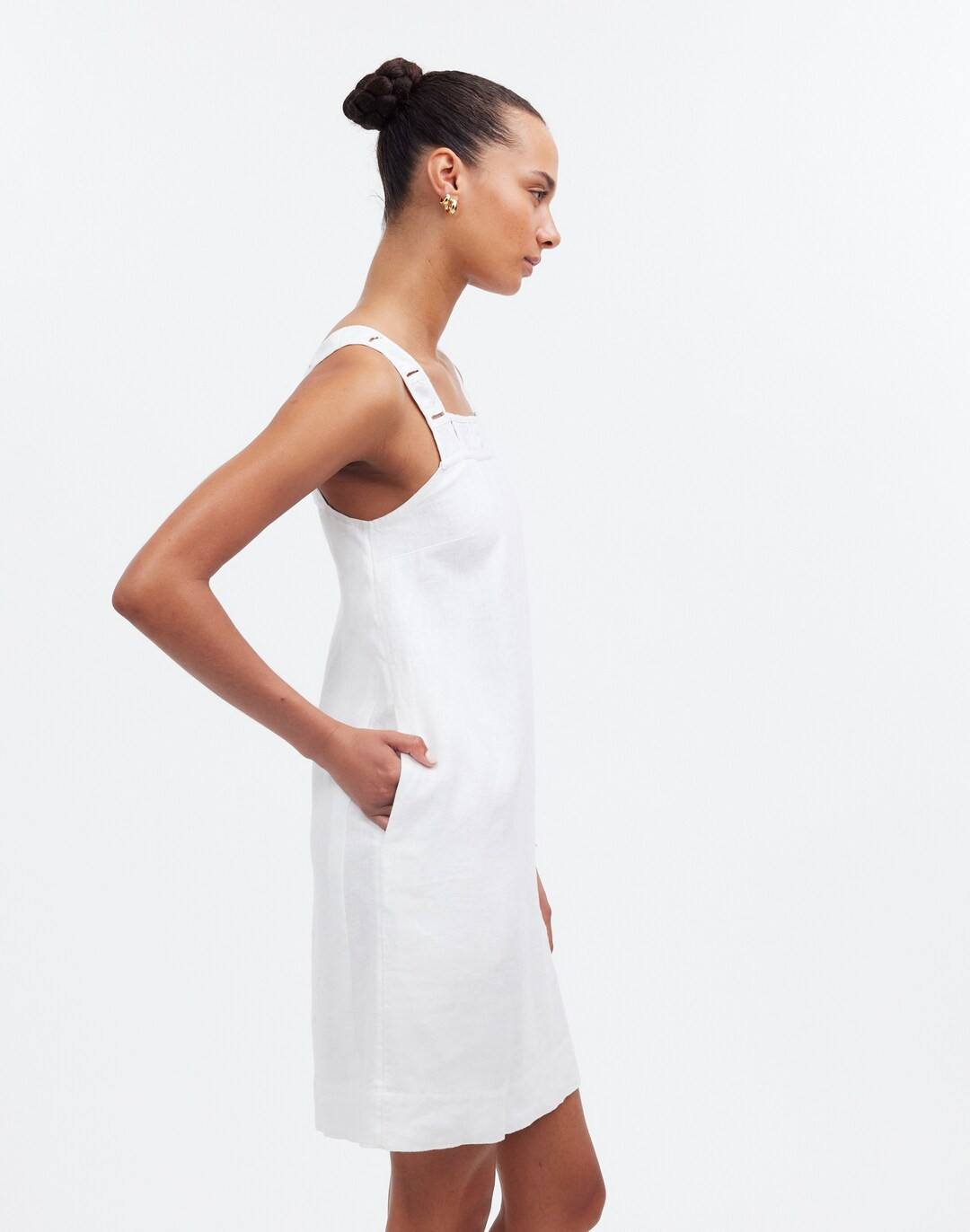 Embroidered Tank Mini Dress in Linen | Madewell